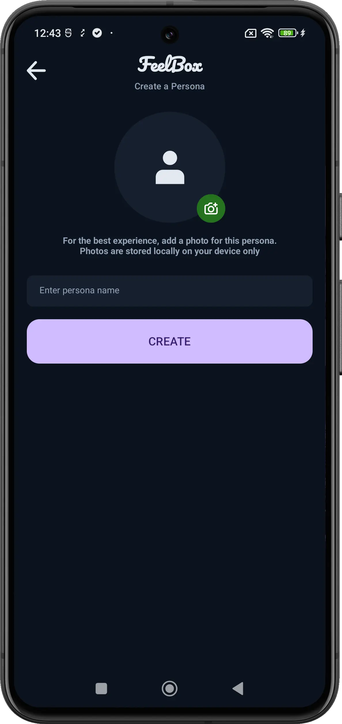 FeelBox Add Contact Screen
